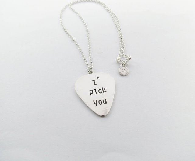 台湾 【刻印】ギターピックネックレス | 925純銀 ペアネックレス