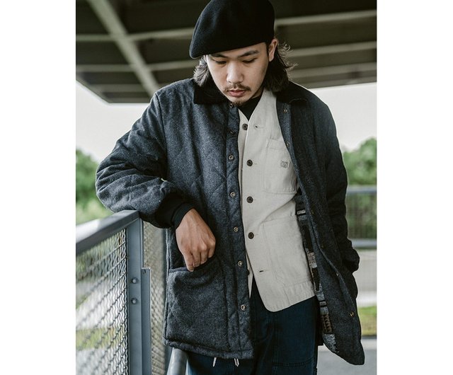 送料無料】台湾 Quilted Hunting Jacket - ダークグレー Dark Gray