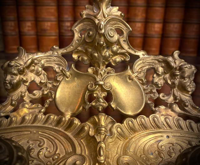 台湾 稀少 18-19世紀 フランス ロココ様式 鎏金青銅インクスタンド