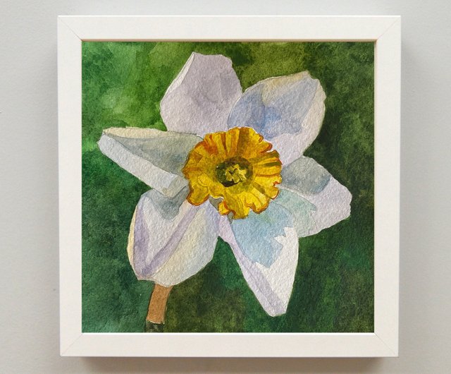 ロシア 咲く水仙オリジナル絵画水彩画アート植物アートワーク壁アート