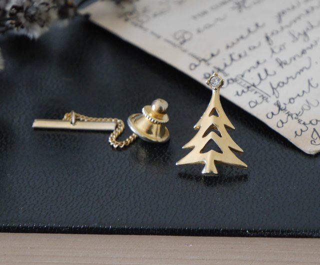台湾 金銀の宝物 ヴィンテージゴールド クリスマスツリー タイピン