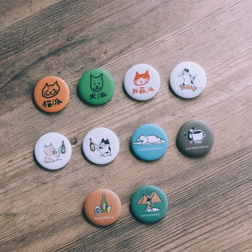 台湾 イラスト手書きミニバッジ ピンズ バッジ - 3個1セット 全10種類
