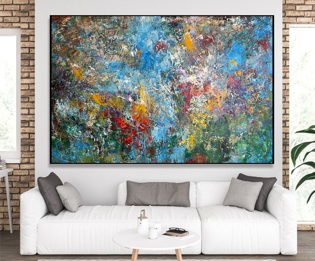 送料無料】スペイン オリジナルのカラフルな絵画キャンバス現代油絵