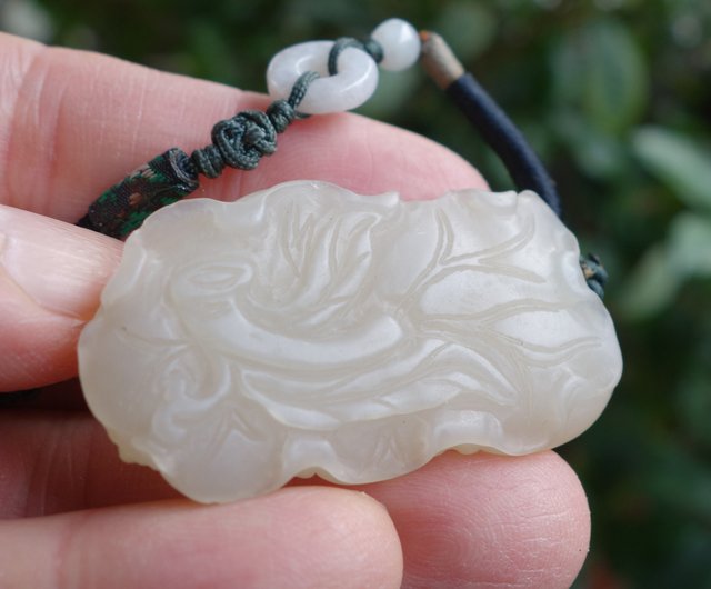 免運】台灣和闐玉和田玉白玉掛件老玉古玉天鵝口銜靈芝古玩項鏈吊墜山奇