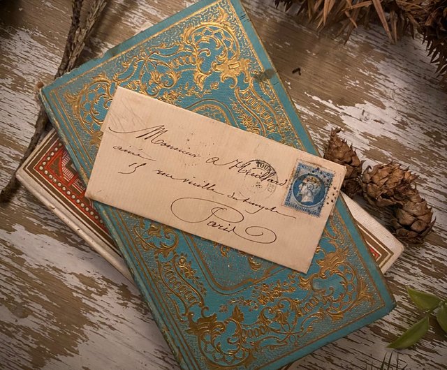 台湾 19 世紀のフランスの手書きのアンティーク手紙（郵便料金付き