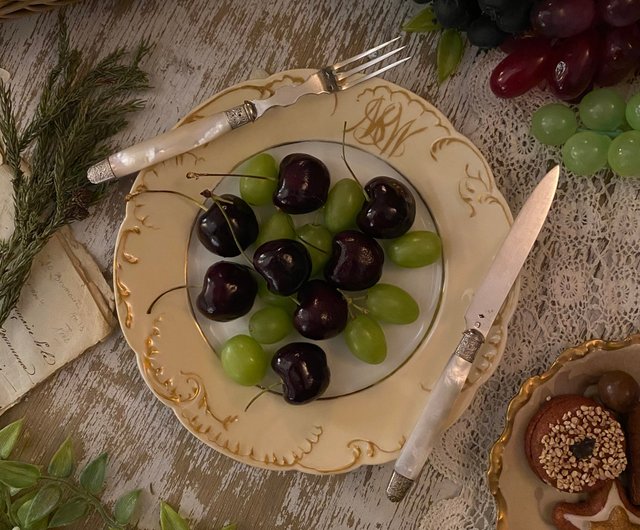 フランス ルイ16世様式 マザーオブパールハンドル 純銀製フルーツ