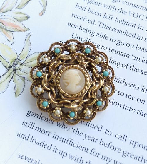 台湾 Vintage Jewelry 西洋アンティークジュエリー Goldette カメオ