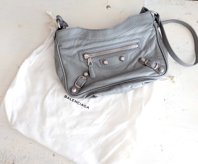 5%OFF】香港 バレンシアガ グレー レザー シワ クラシック オートバイ