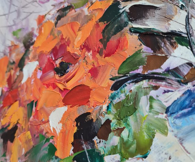 ロシア 花のオリジナル油絵キャンバス油彩抽象画花瓶の花 Artdilia