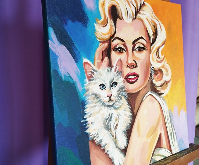 ロシア マリリン・モンローのキャンバスに描かれたアクリル画