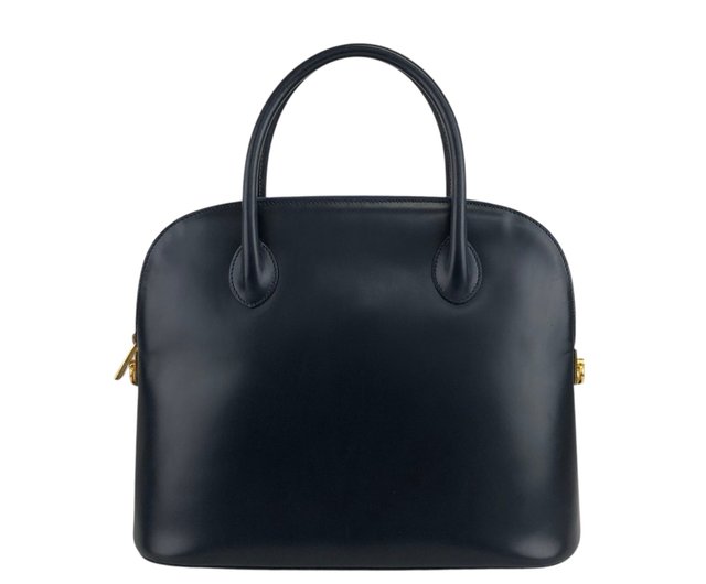 CELINE マンテル ハンドバッグ レザー ネイビー ヴィンテージ セリーヌ