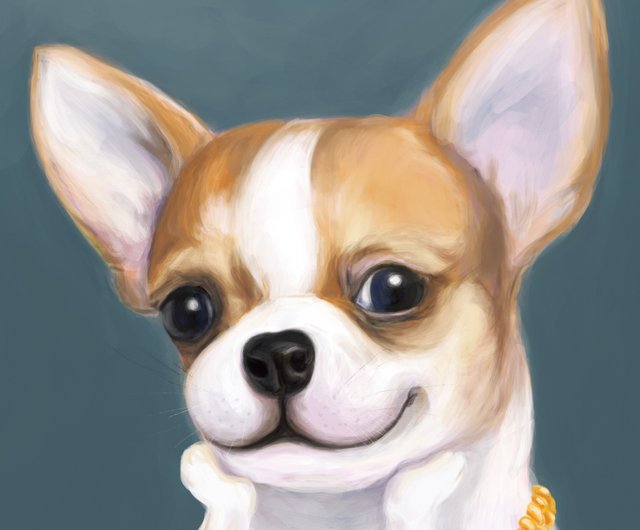 台湾 笑顔の油絵シリーズ チワワ犬の複製画 9cm zoo - Pinkoi