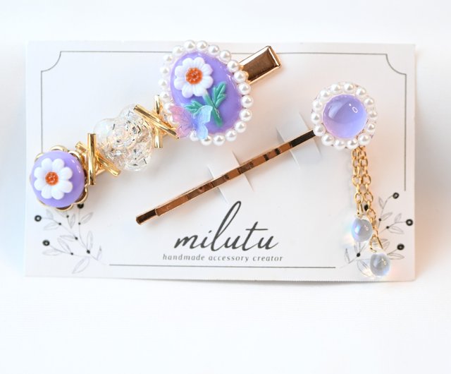 ヘアクリップ ヘアピン セット ピンク ブルー パープル レトロ ポップ