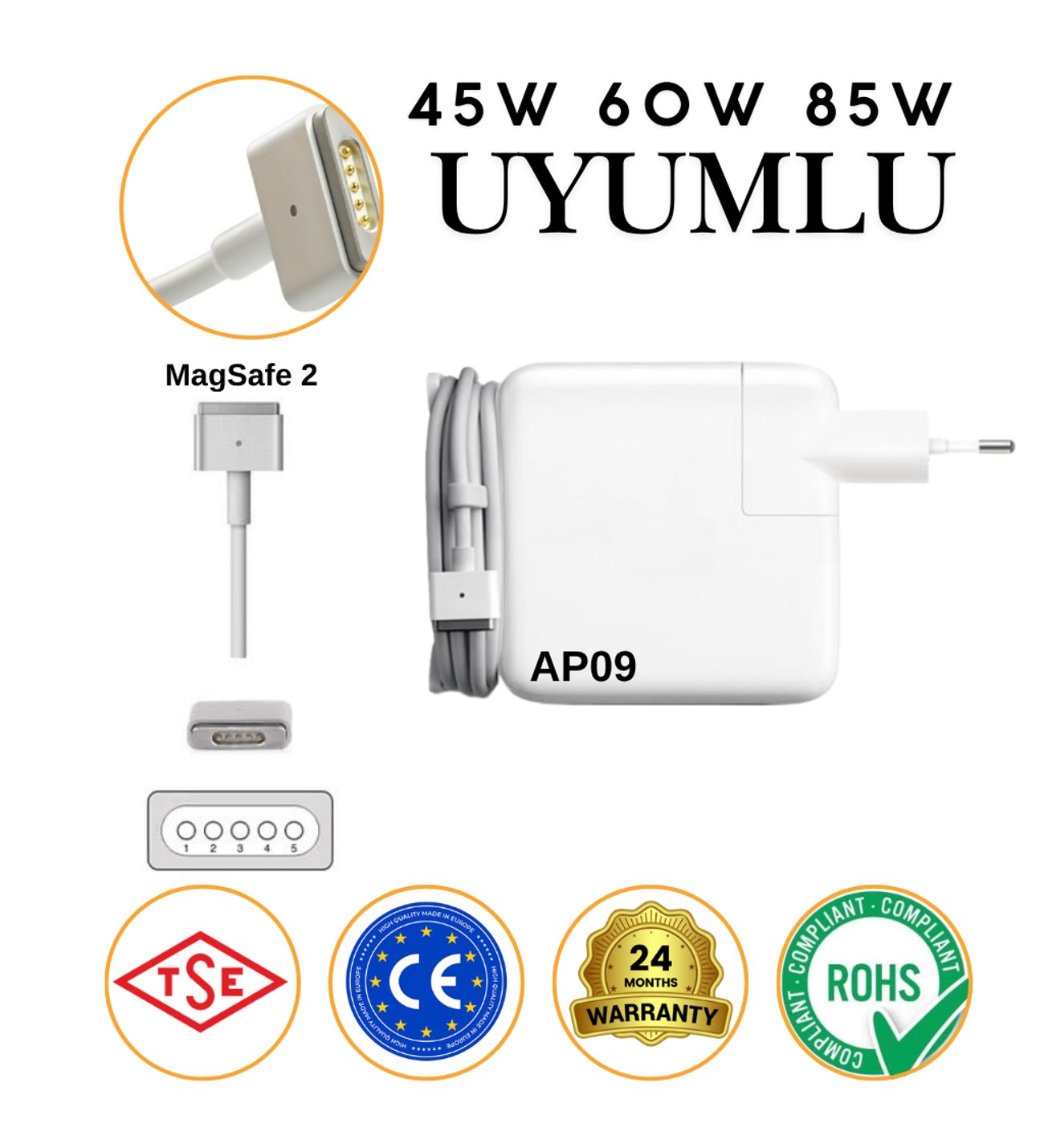 Apple MacBook Air (13-inch, Mid 2013) MagSafe 2 Adaptör Şarj Aleti