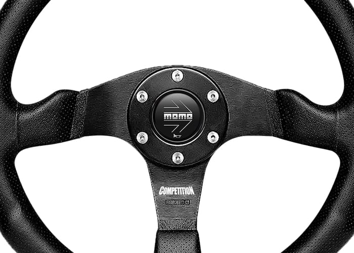 MOMO Competition Black Leather Black Spokes 350MM Momo MO