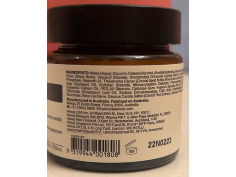 Aesop Perfect Facial Hydrating Cream, 2 oz/60 mL Ingredients and