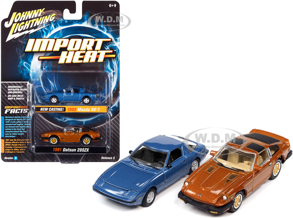 1982 Mazda RX-7 Blue Metallic 1981 Datsun 280ZX Orange Mist