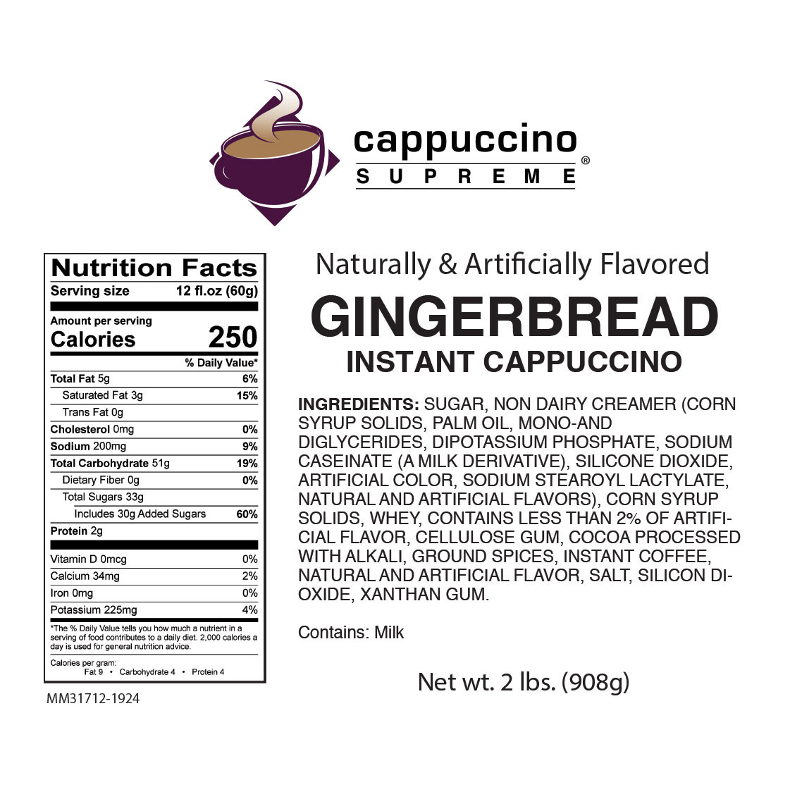 Cappuccino Supreme® Gingerbread Instant Cappuccino mix