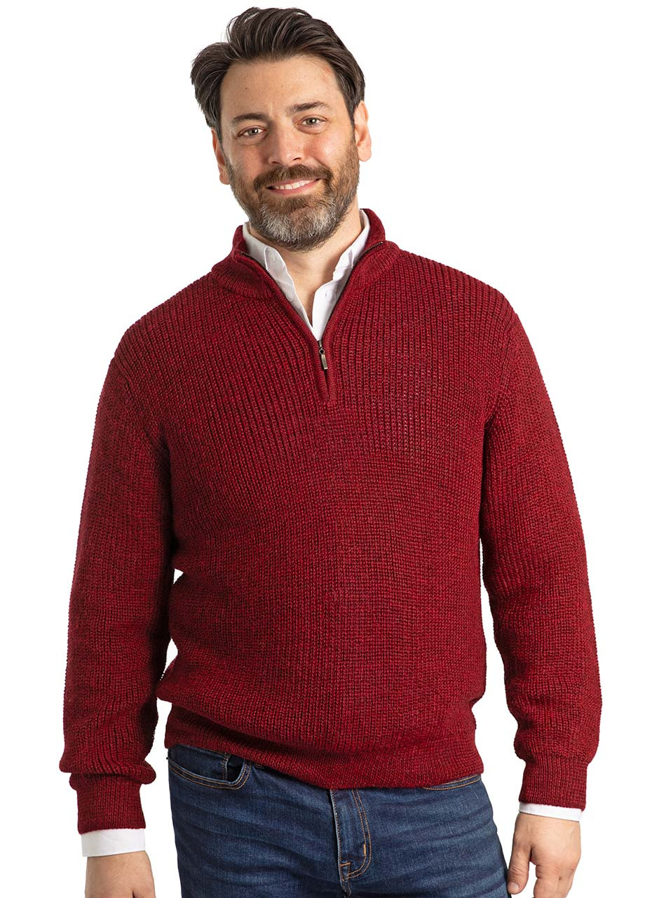 Alpaca Wool Mens Heritage 1/4 Zip Pullover Sweater - Long Sleeve