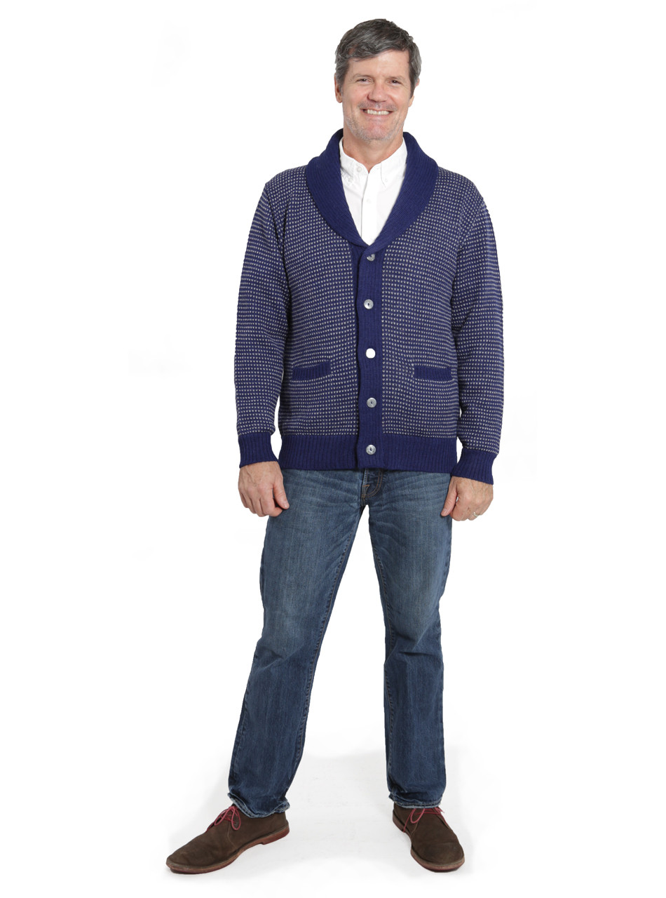 Men's Heritage Bird's Eye Shawl Alpaca Cardigan Sweater | Sun