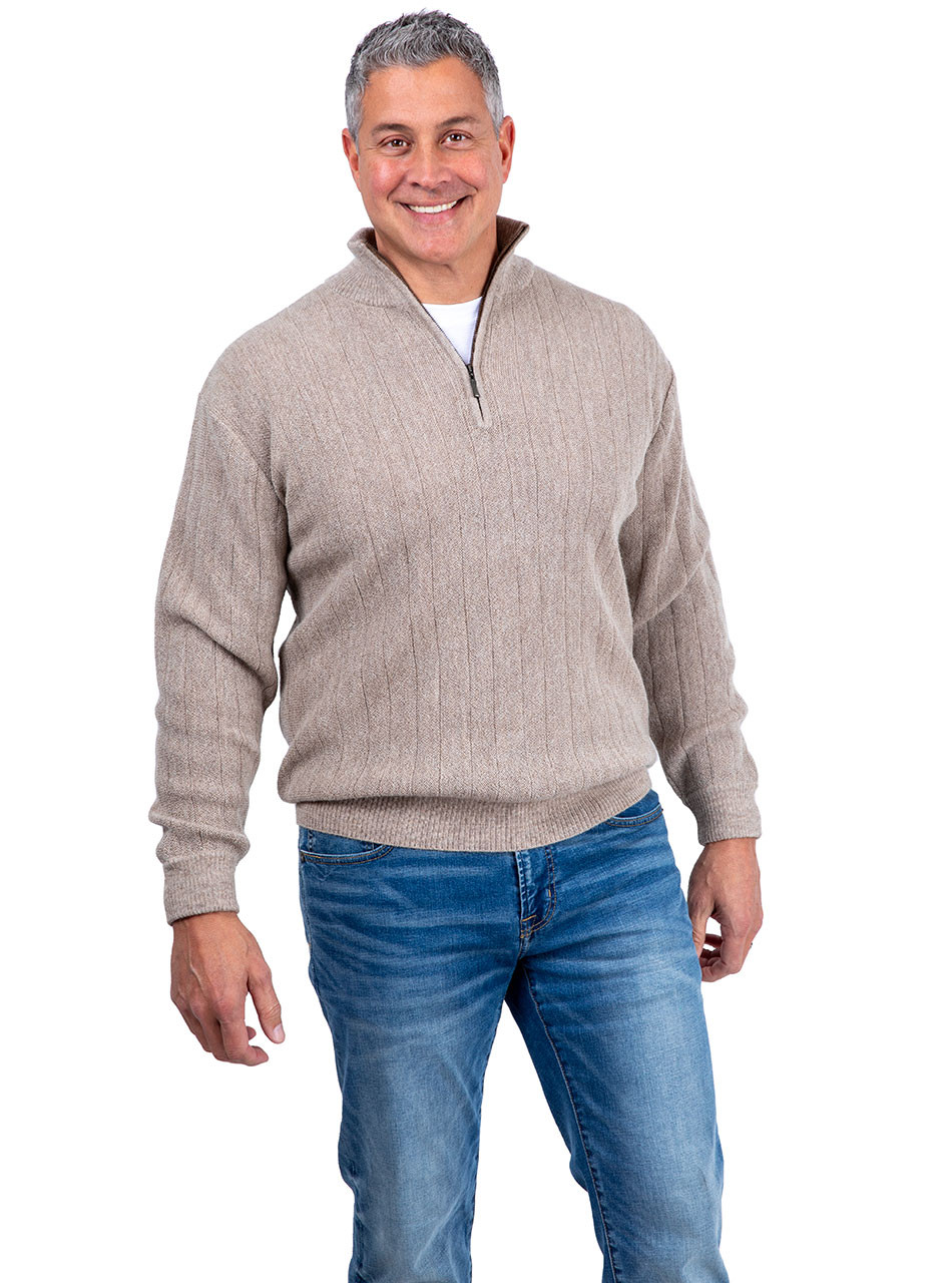 Men's Signature 100% Alpaca Half Zip Mock Sweater | Sun Valley