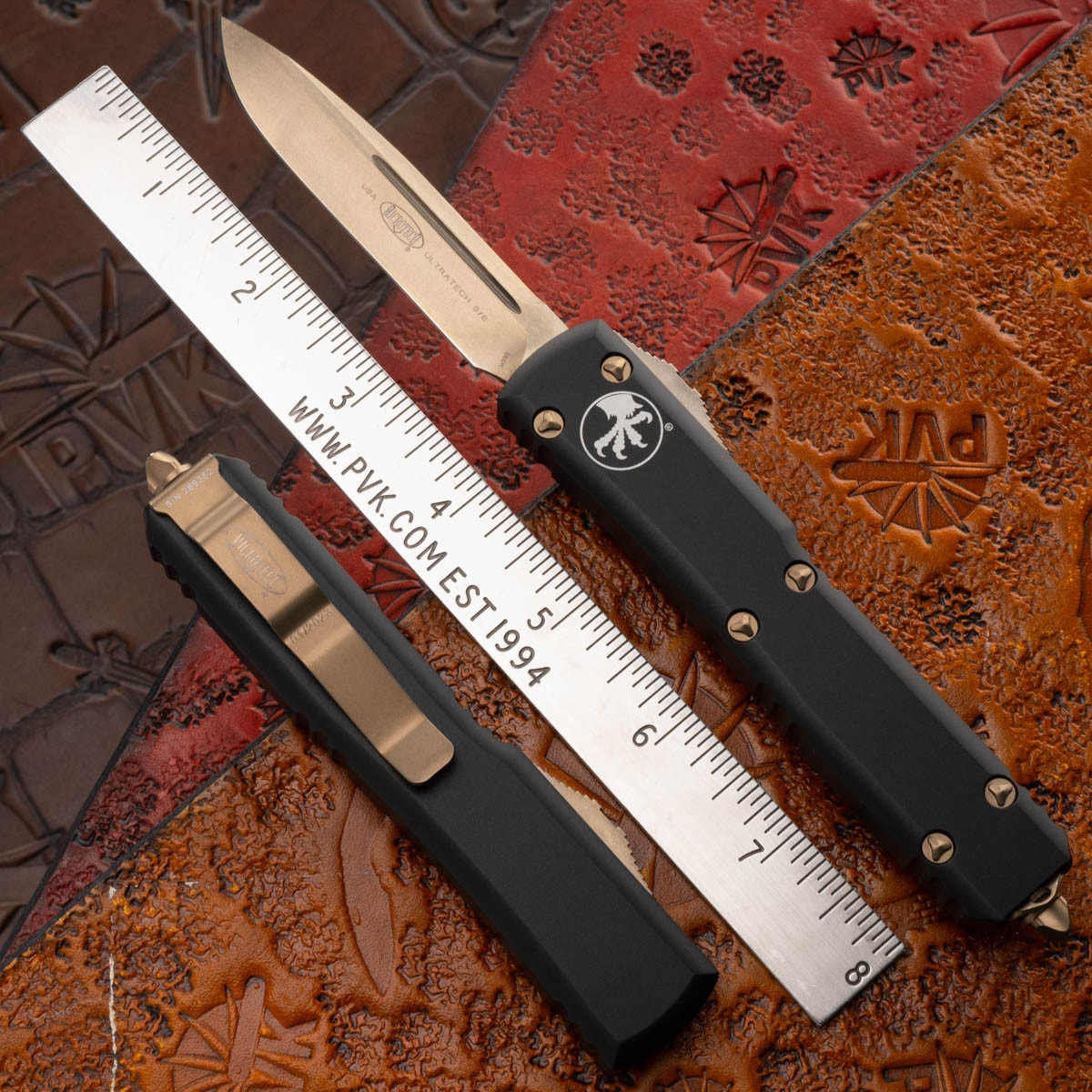 Microtech Ultratech 121-13 Single Edge Bronze Blade, Black Handle