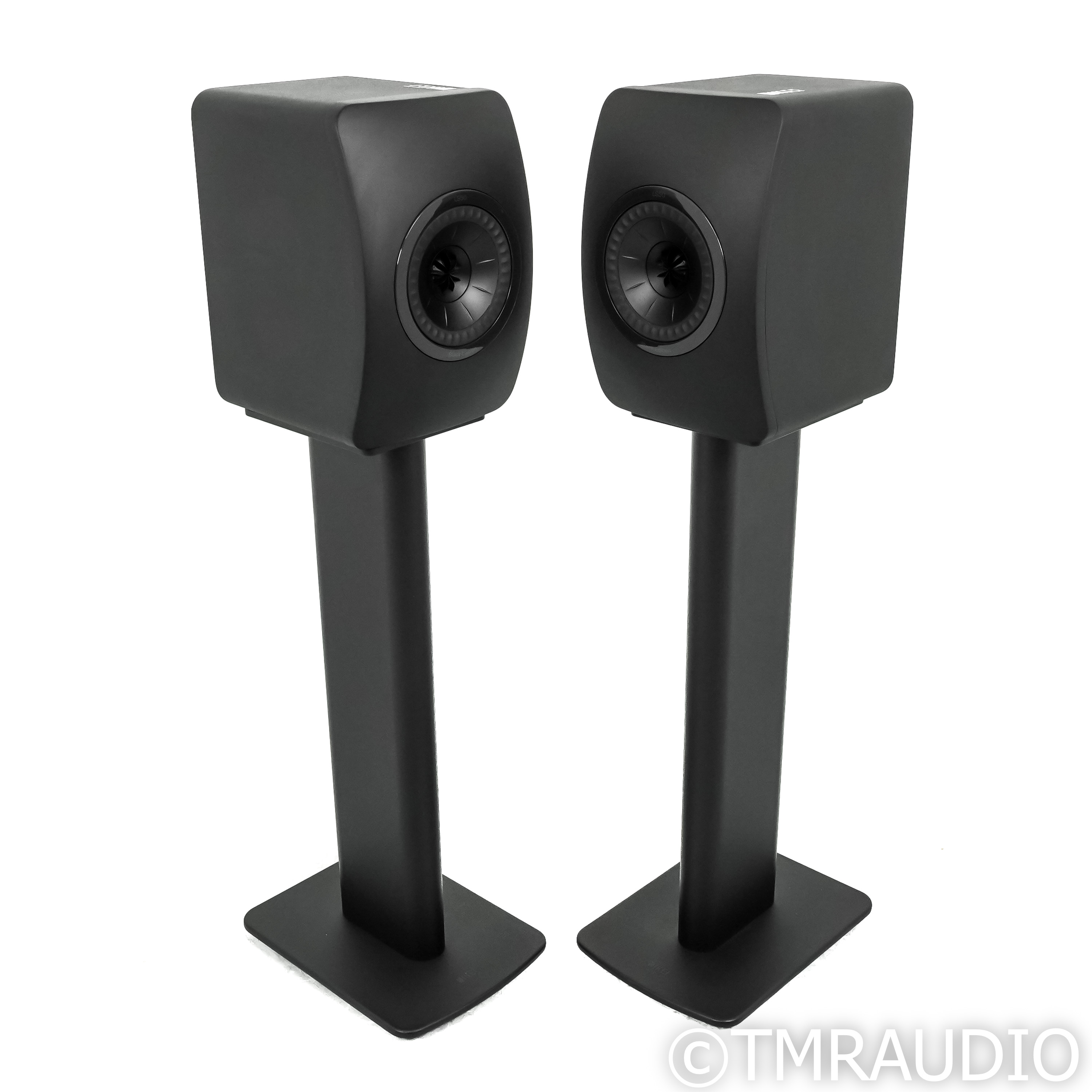 KEF LS50 Black Edition Bookshelf Speakers with Stands