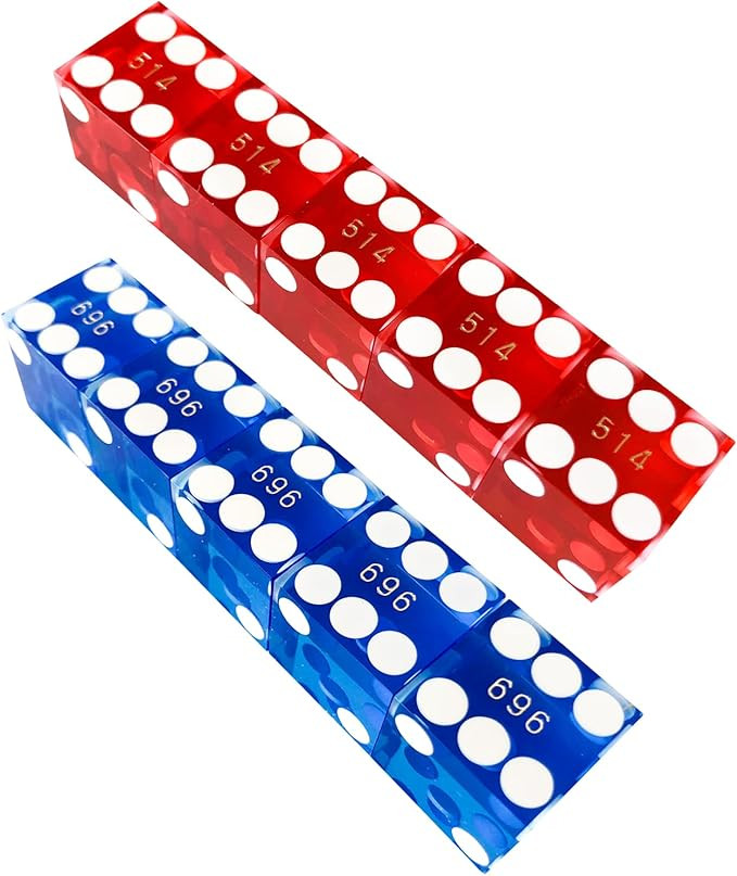 Casino Dice - Red and Blue - Set of 10 | Dice Game Depot