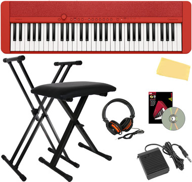 Casio CT-S1 Casiotone 61-Key Keyboard - Red w/ Adjustable Stand