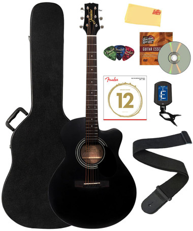 Jasmine S34C NEX Orchestra-Style Cutaway Acoustic Guitar - Black w