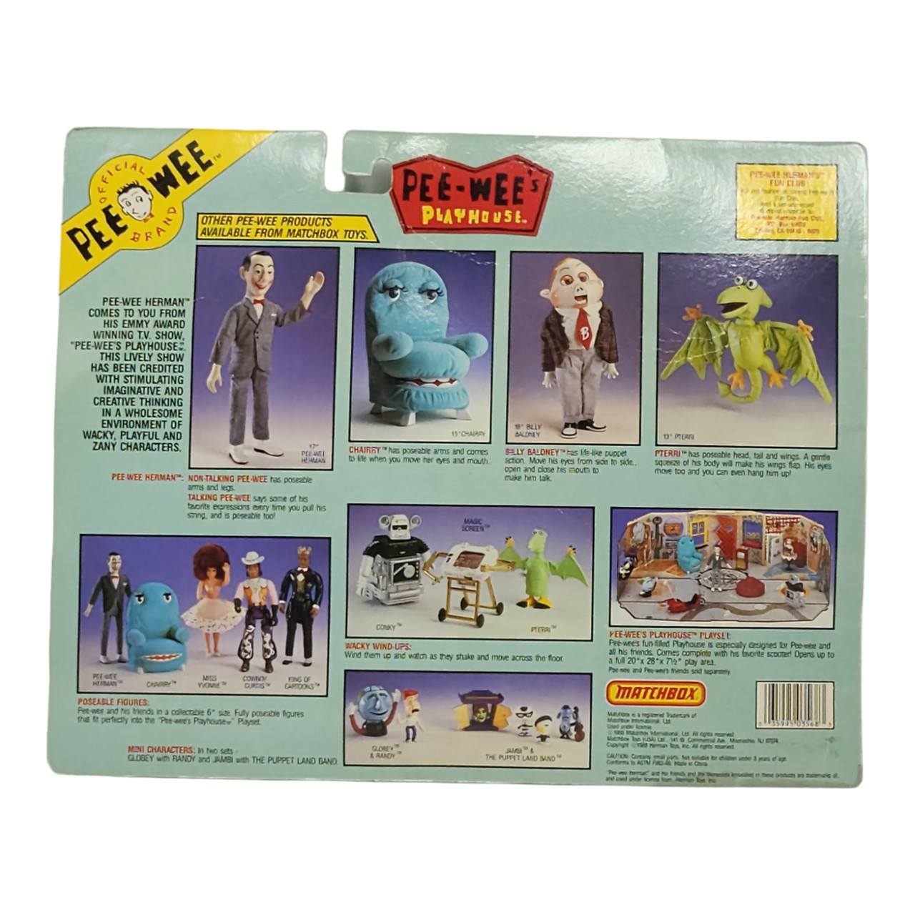 Vintage 1988 Matchbox Pee-Wee Herman Action Figure Set with