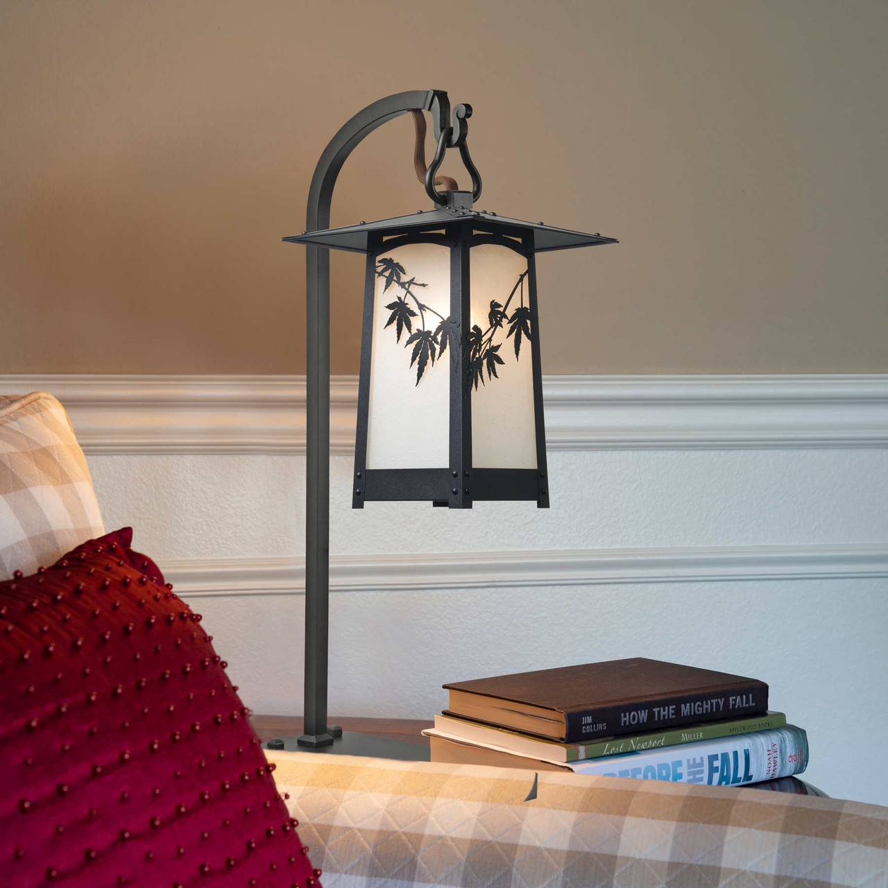 Rustic Arts & Crafts Hook Arm Table Lamp | Cobblestone Series
