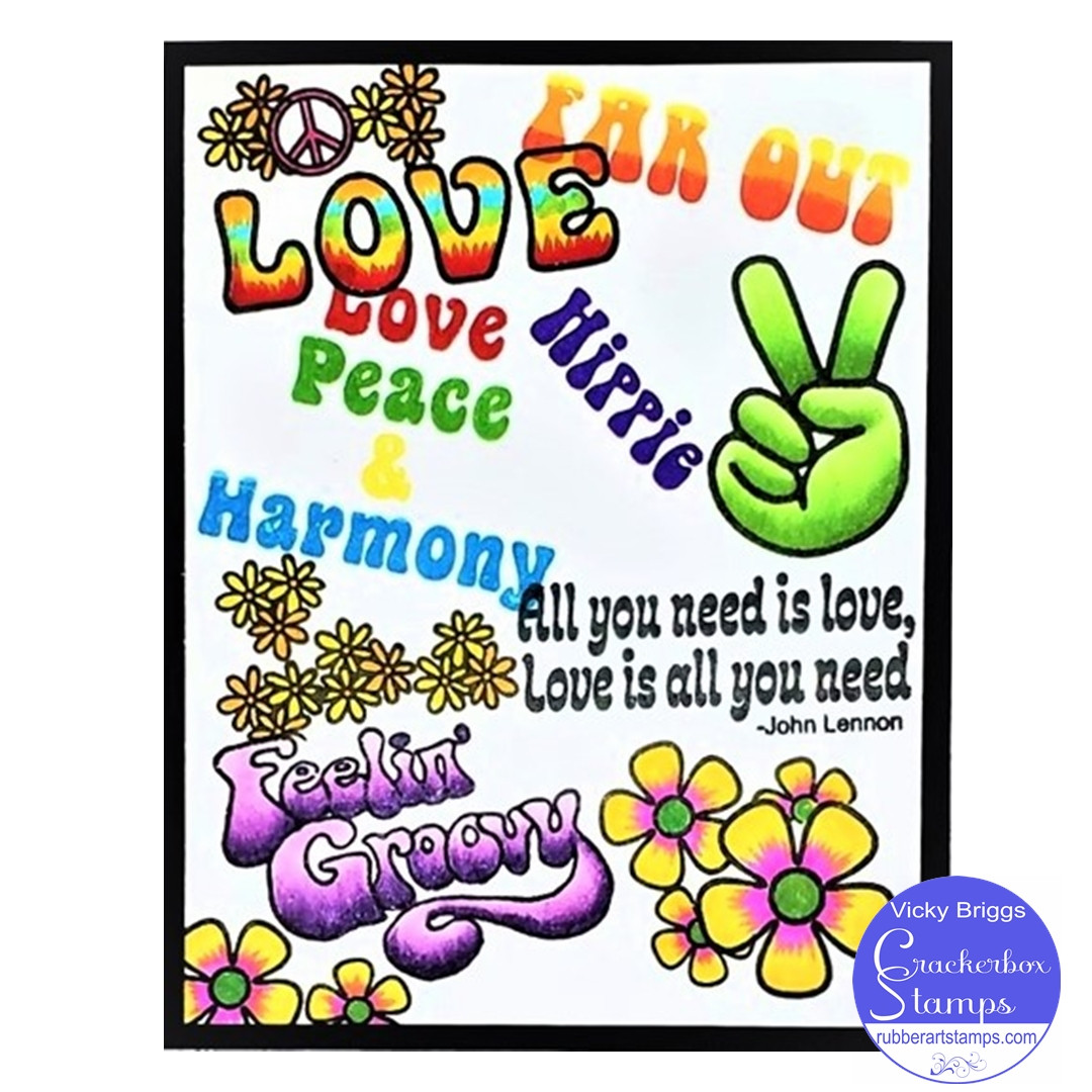 A Love & Peace Collage - Crackerbox Stamps