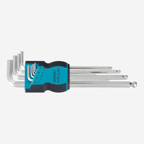 Hazet 2105LG/9H 9 Piece Metric Ball End Hex L-key Long Set in