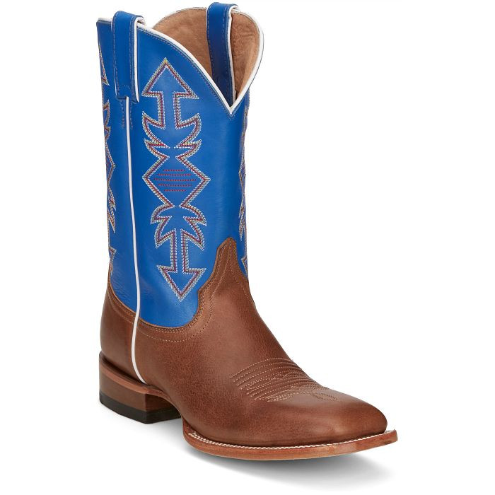 Justin Men's Tan Dayne Punchy Buckskin Leather Western Boot