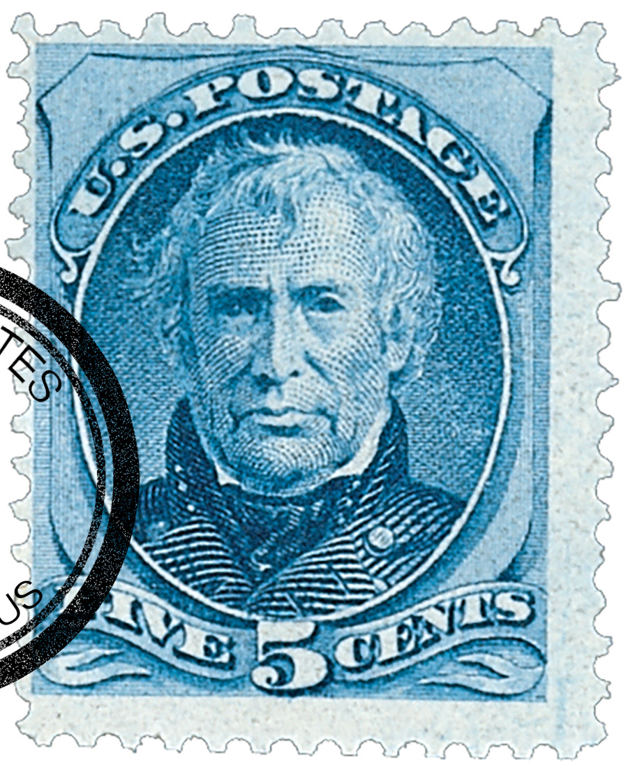179 - 1875 5c Zachary Taylor, Blue, Hard Paper, Perf. 12 - Mystic