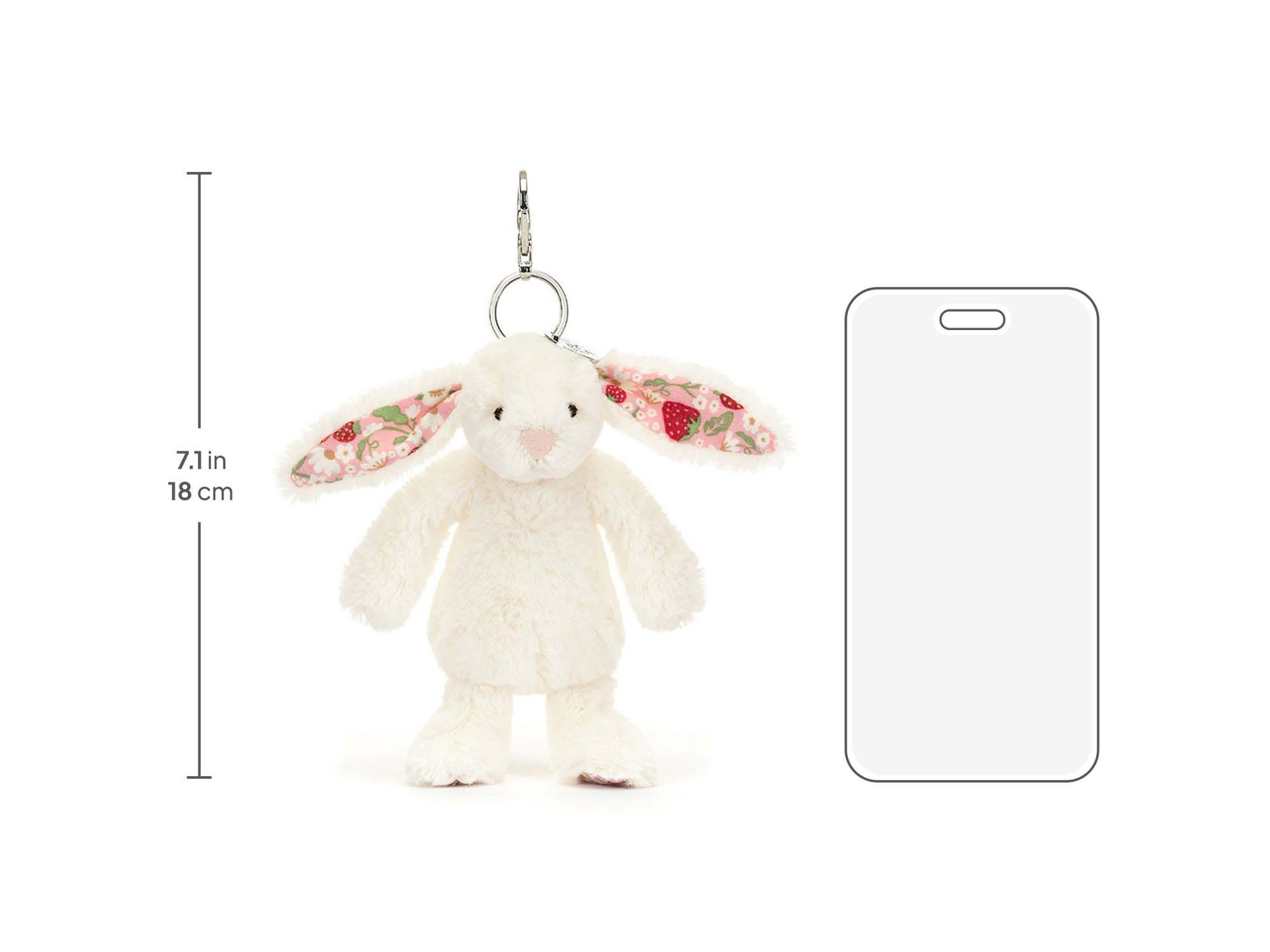 Blossom Cream Bunny 'Berry' Bag Charm - Official Jellycat