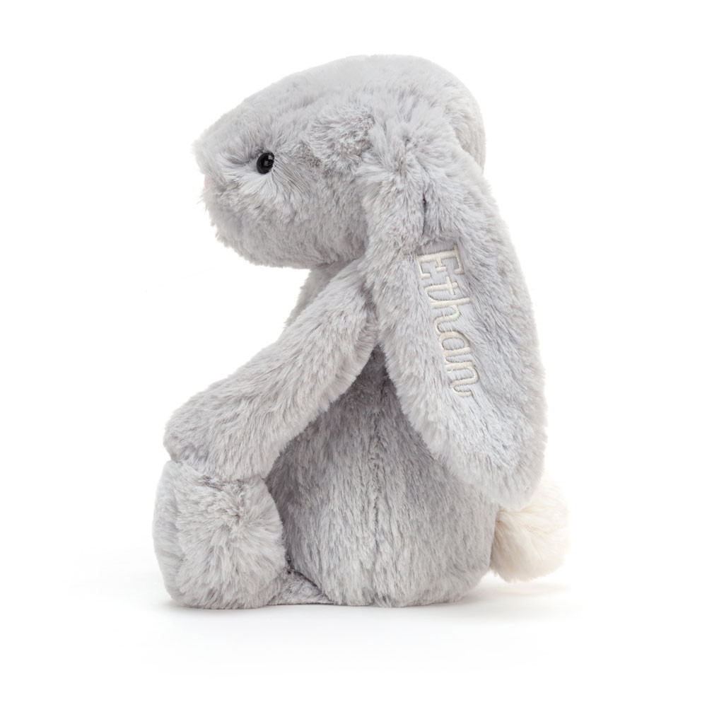 Personalized Bashful Silver Bunny Medium - Official Jellycat