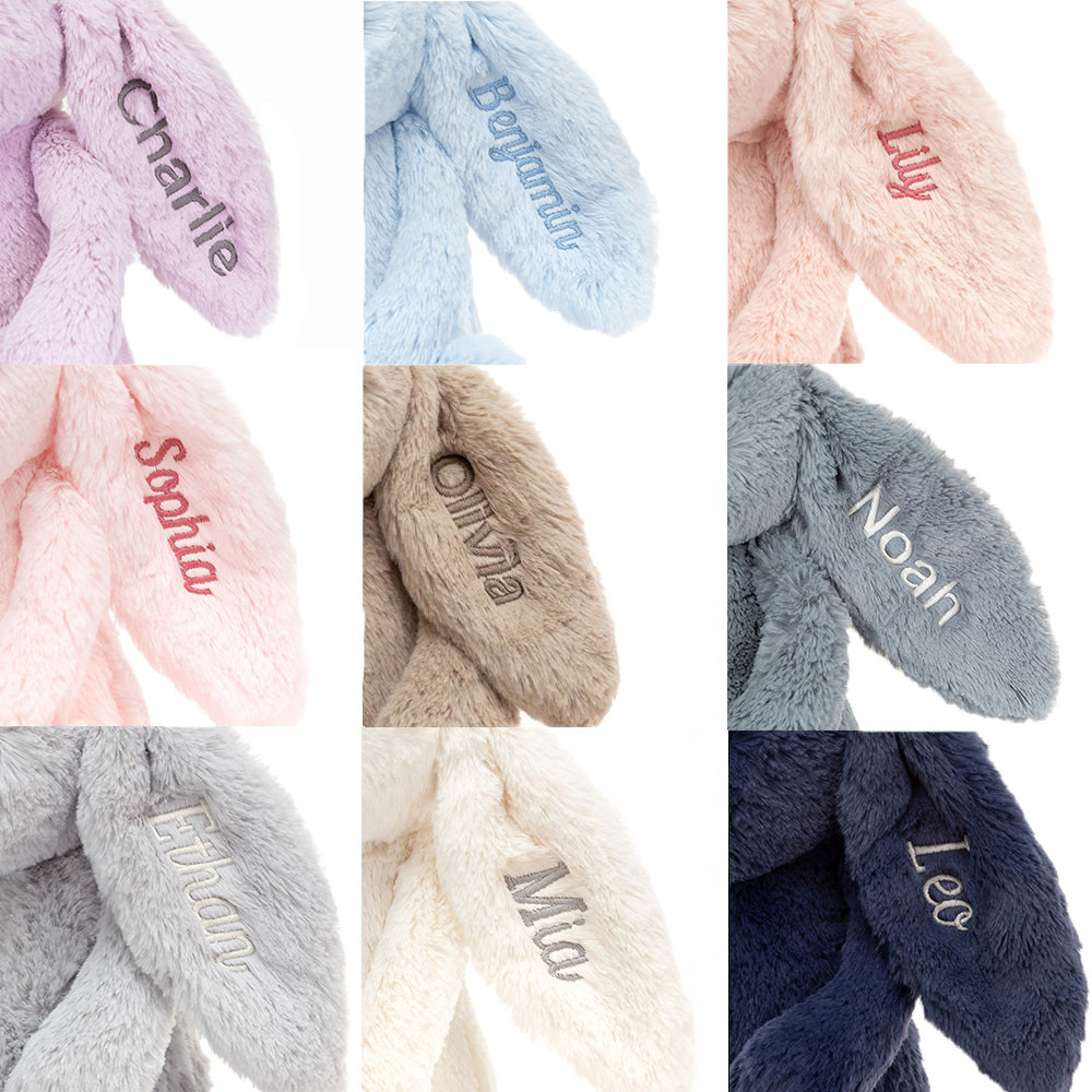 Personalized Bashful Silver Bunny Medium - Official Jellycat