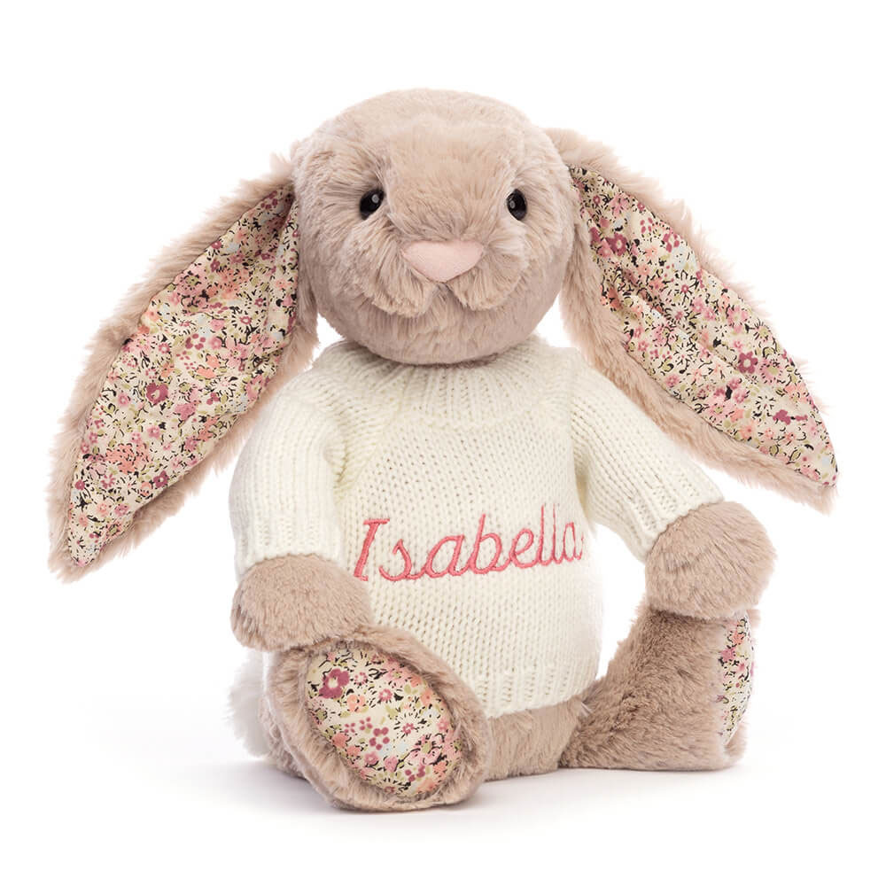 Blossom Bea Beige Bunny with Personalized Cream Jumper - Official