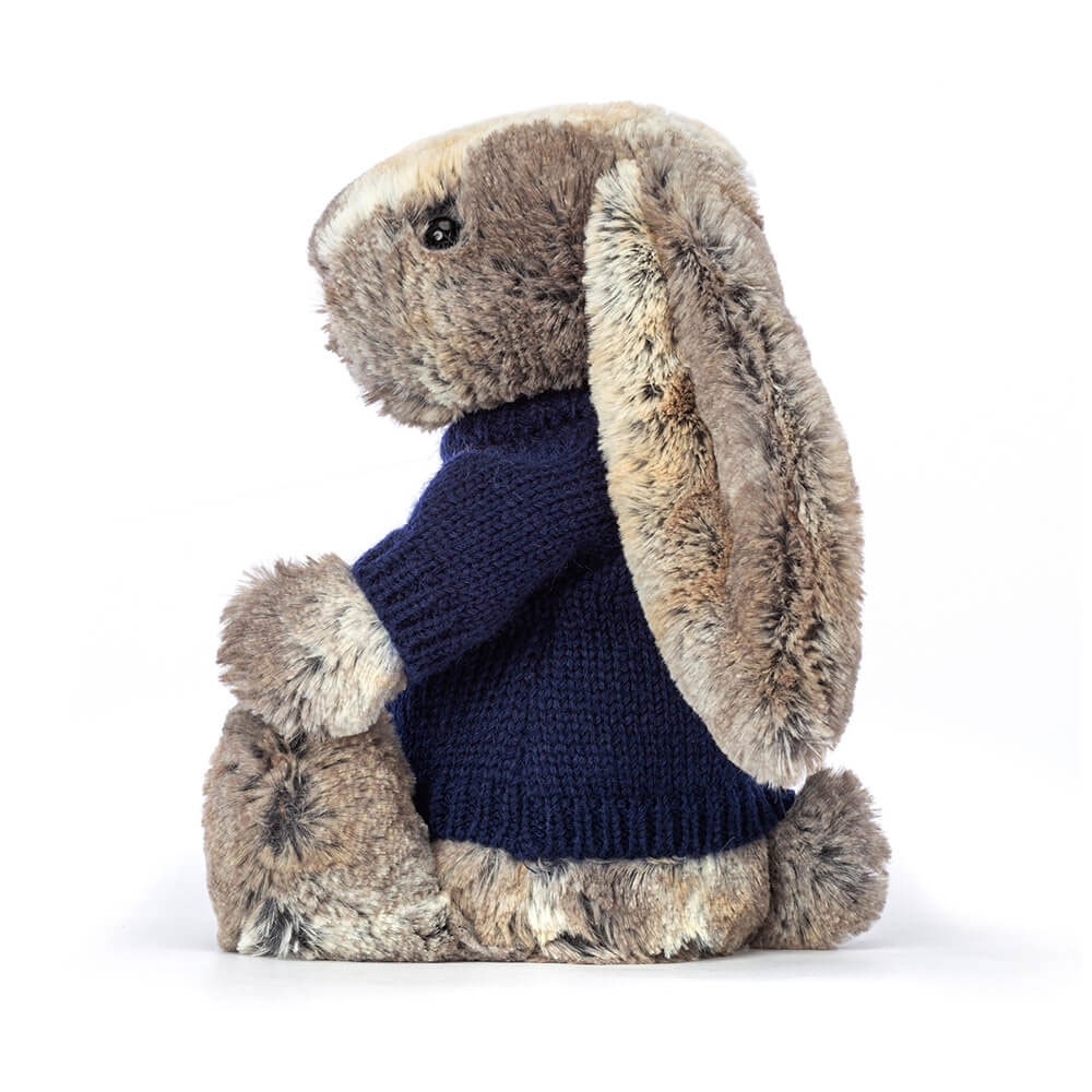 Bashful Cottontail Bunny with Personalized Navy Jumper - Official