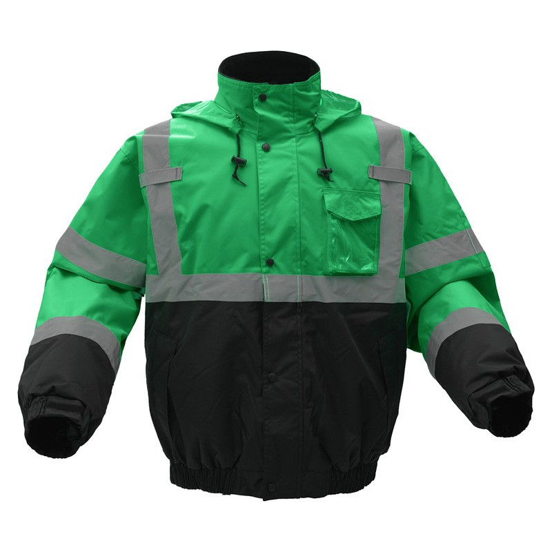 GSS Forest Green Reflective Winter Bomber Jacket with Quilt Lining