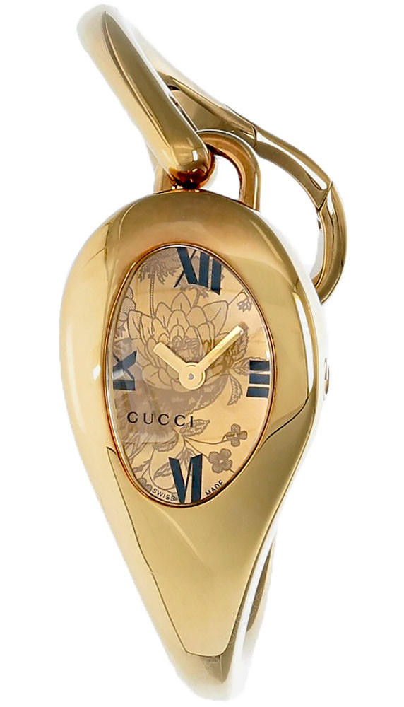 GUCCI 103 G Floral Gold Dial Stainless Steel Women's Watch