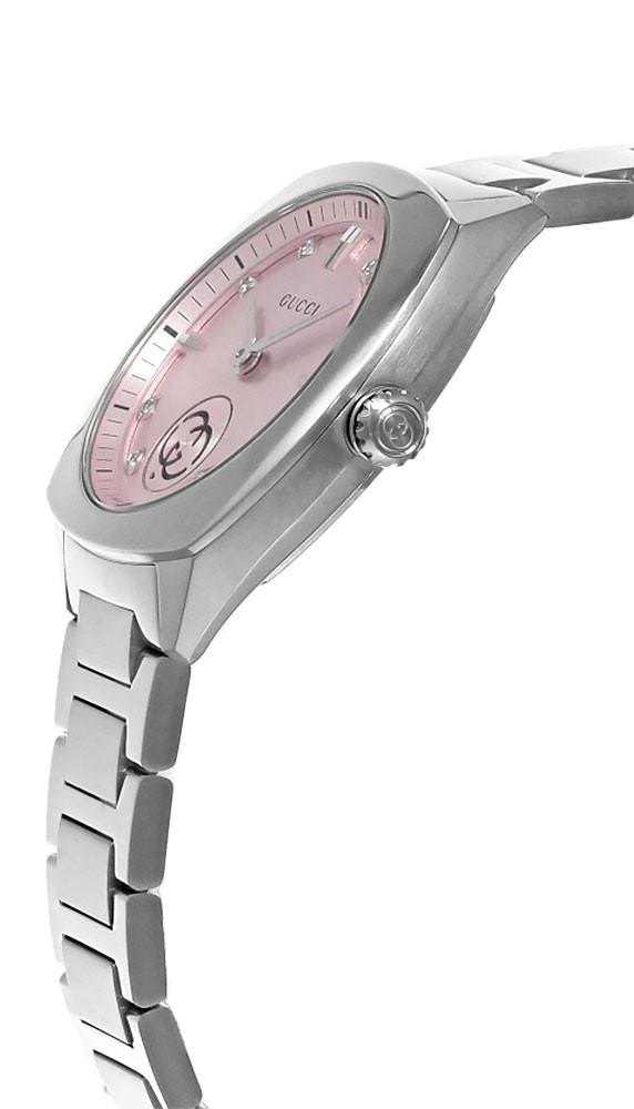 GUCCI G-Timeless Quartz SS 29MM Pink Diamond Dial Women's Watch