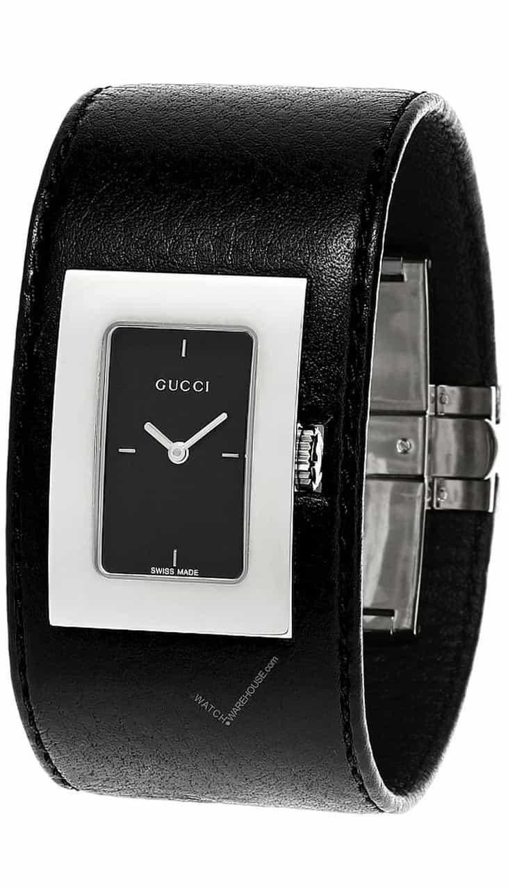 GUCCI Black Dial Black Leather Strap Women's Watch 7800L | Fast