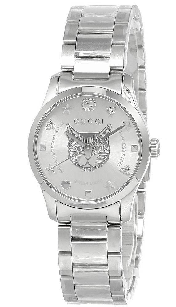 GUCCI G-Timeless Silver Dial 27MM Quartz SS Women's Watch YA126595
