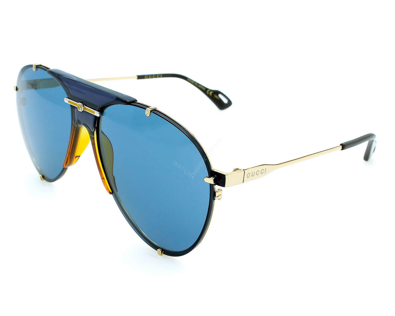 GUCCI Aviator Blue Lens 61-15-135MM Unisex Sunglasses GG0740S 002