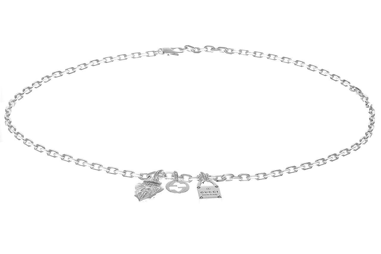 GUCCI Trademark 3-Charm Sterling Silver Necklace YBB796359001