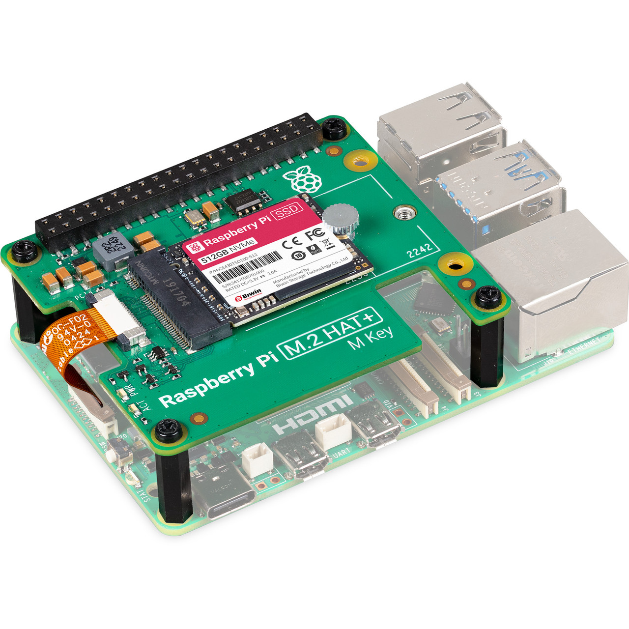 Raspberry Pi M.2 HAT+ SSD Kit for Raspberry Pi 5 512GB - SC1676
