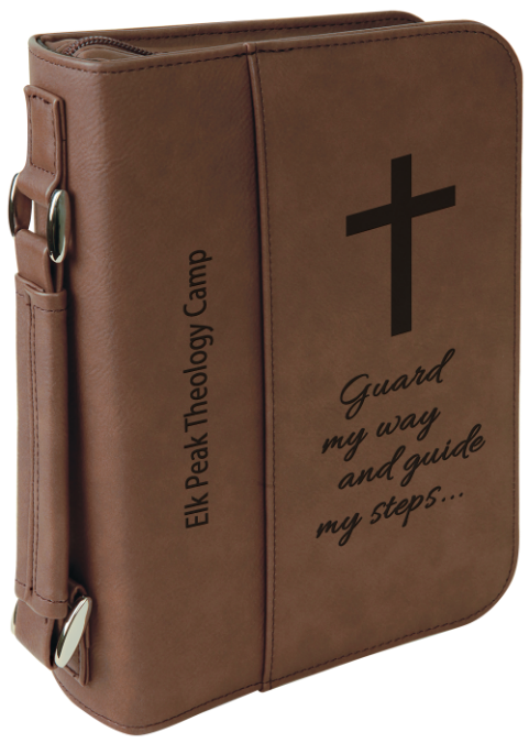 Dark Brown Leatherette Book/Bible Cover with Zipper & Handle